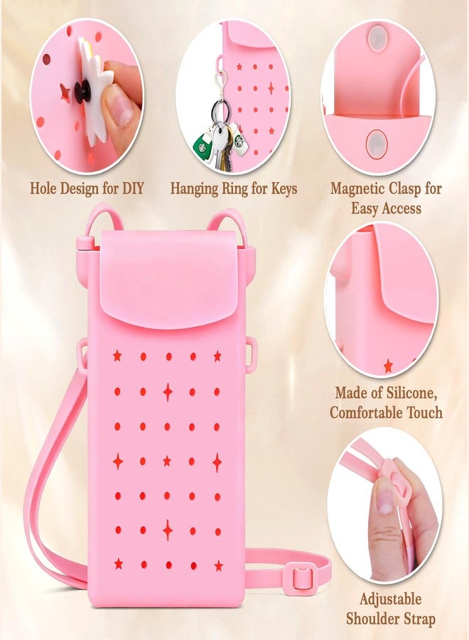 Oudizz Silicone Crossbody Bag for Women and girls, Small Phone Purse with Adjustable Shoulder Strap, Magnetic Closure, with15 Christmas Charms, Stylish Phone Bag for Women's Daily Use, Christmas Stuffers - Image 3